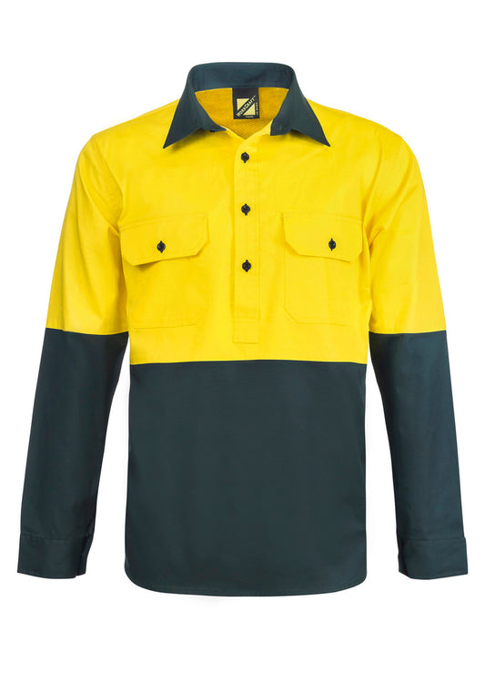 WS4255 2 Tone Half Placket Sht W Vent