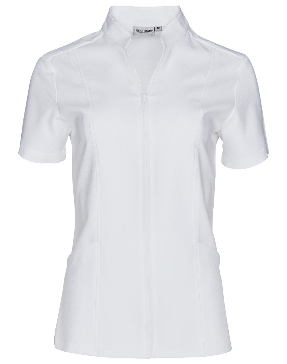 M8636S Women’s Full Zip Front Short Sleeve Tunic