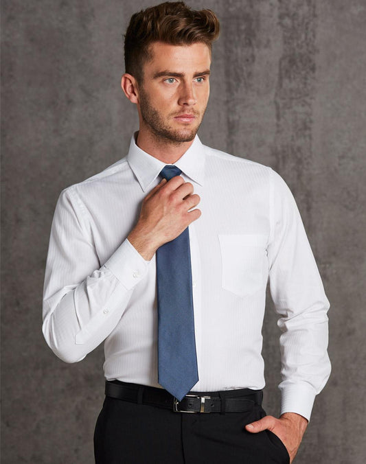 M7200L Men's Ticking Stripe Long Sleeve Shirt