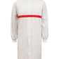 WJ3198 Food Industry Long Length Dustcoat With Mandarin Collar, Contrast Trims On Chest