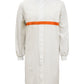 WJ3198 Food Industry Long Length Dustcoat With Mandarin Collar, Contrast Trims On Chest