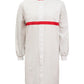 WJ3197 Food Industry Long Length Dustcoat With Mandarin Collar, Contrast Trims On Collar And Chest, Long Sleeve With Cuff
