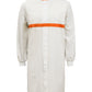 WJ3197 Food Industry Long Length Dustcoat With Mandarin Collar, Contrast Trims On Collar And Chest, Long Sleeve With Cuff
