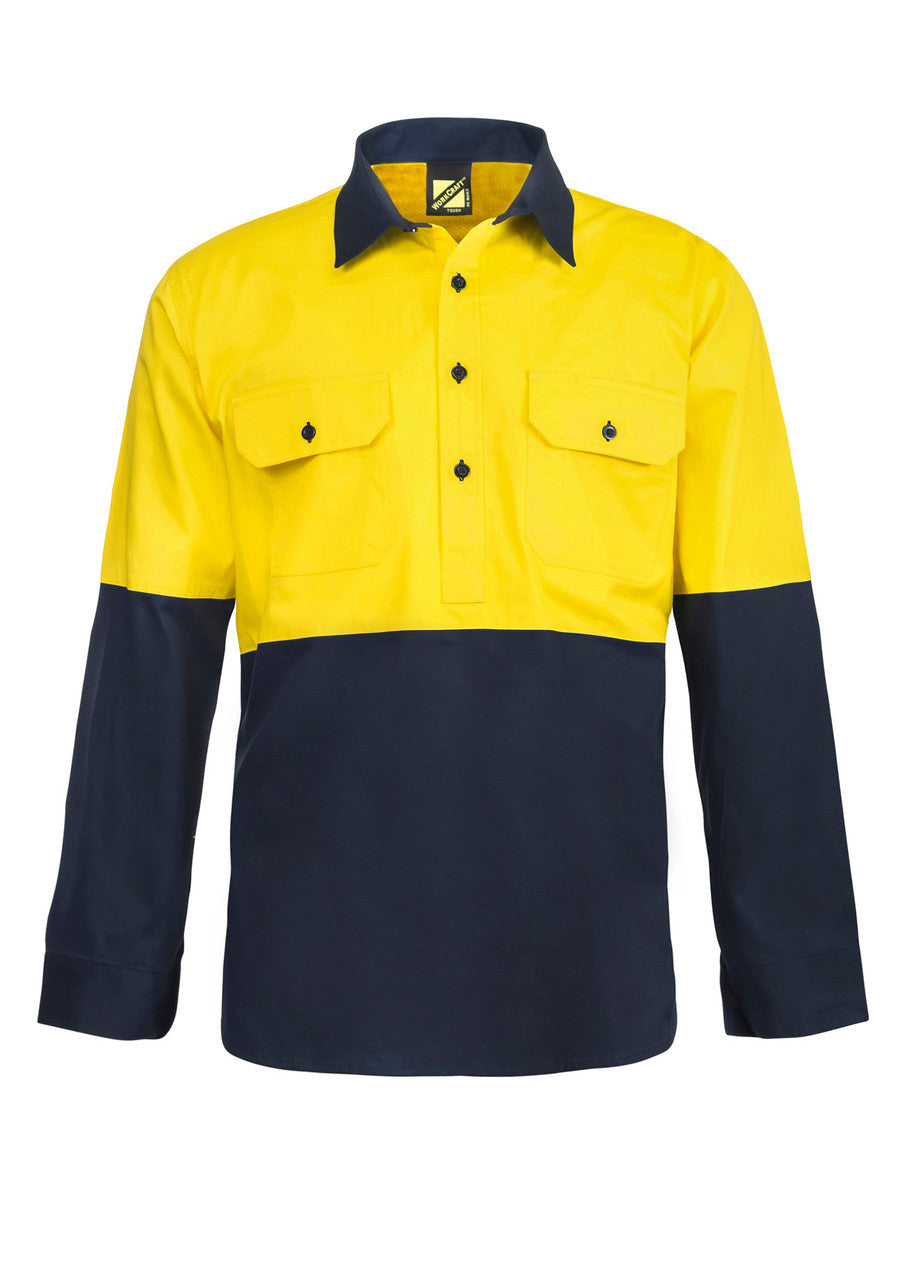 WS4255 2 Tone Half Placket Sht W Vent