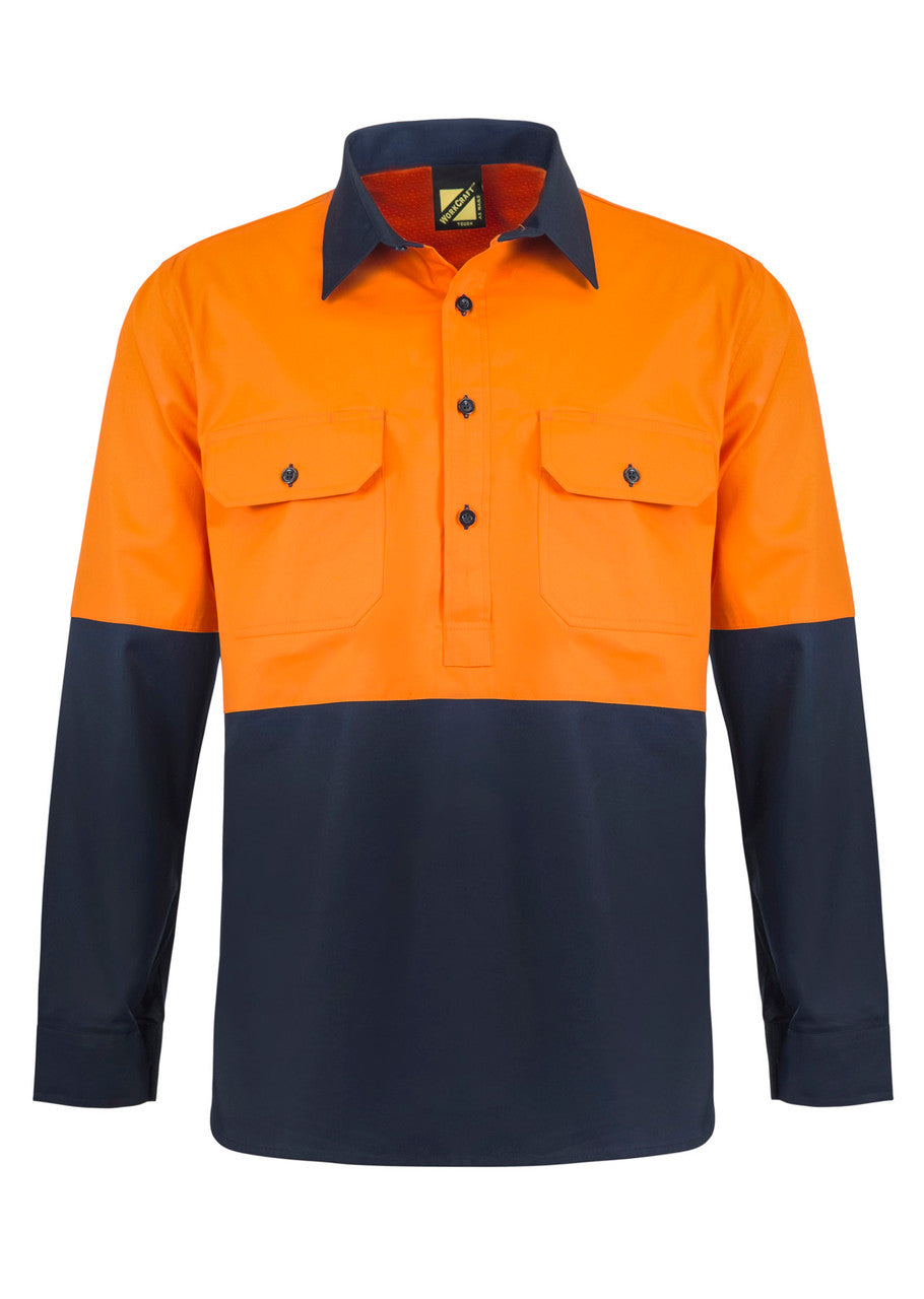 WS4255 2 Tone Half Placket Sht W Vent