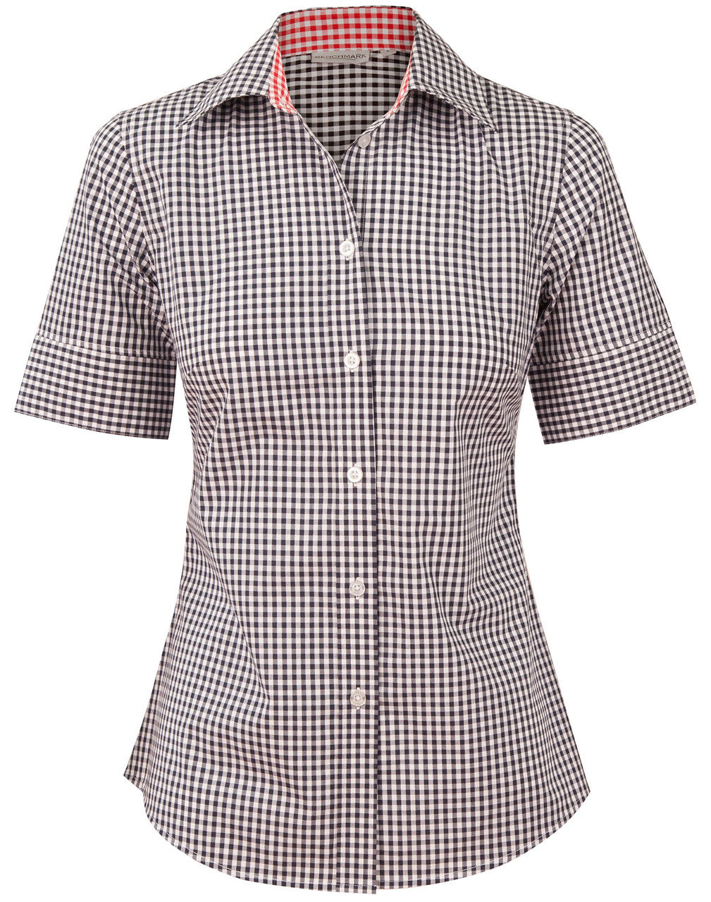 M8330S Ladies’ Gingham Check Short Sleeve Shirt