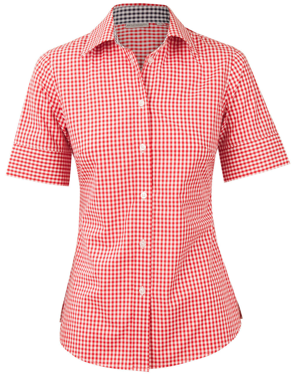 M8330S Ladies’ Gingham Check Short Sleeve Shirt