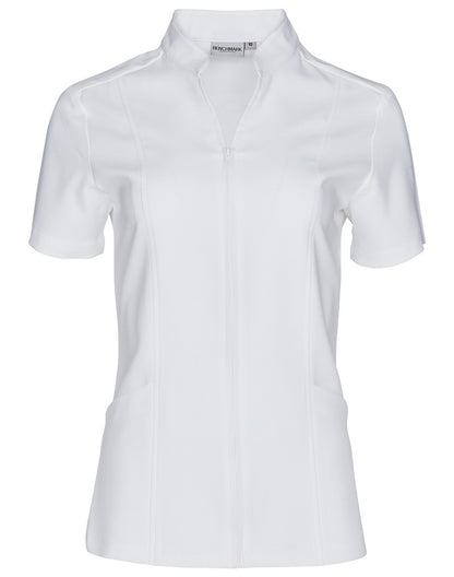 M8636S Women’s Full Zip Front Short Sleeve Tunic