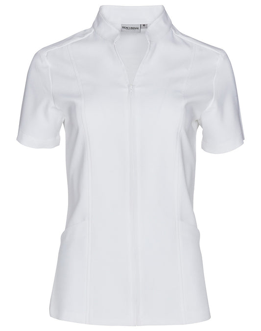 M8636S Women’s Full Zip Front Short Sleeve Tunic