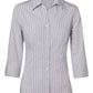 M8200Q Women's Ticking Stripe 3/4 Sleeve Shirt