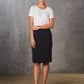 M9472 Women's Poly/Viscose Stretch Stripe Mid Length Lined Pencil Skirt