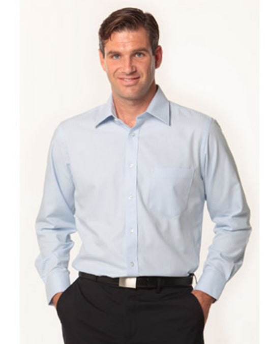 M7200L Men's Ticking Stripe Long Sleeve Shirt