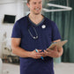 M7650 MENS V-NECK CONTRAST TRIM SCRUB TOP
