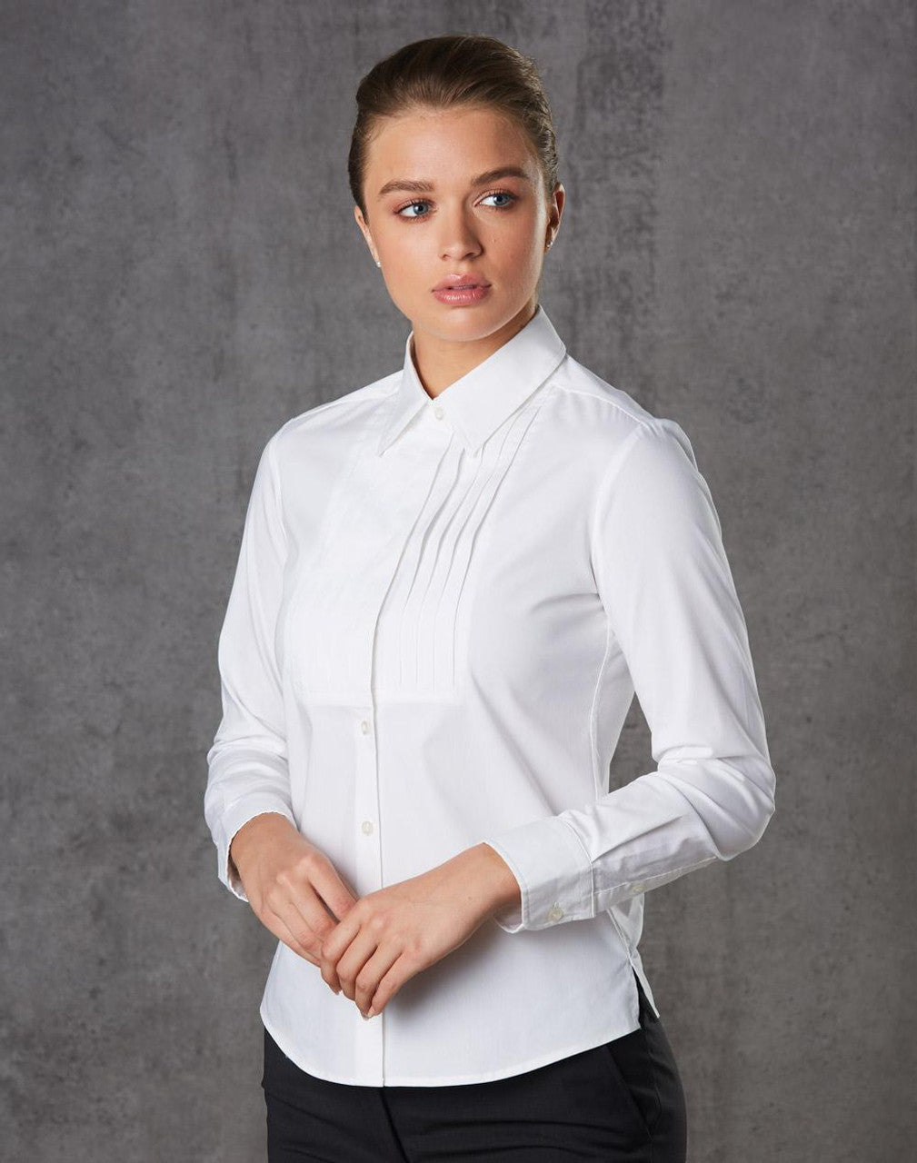 M8132 Women's Dobby Stripe long sleeve shirt