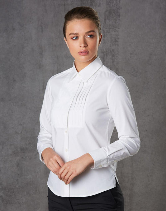 M8132 Women's Dobby Stripe long sleeve shirt