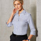 M8310Q Women's Executive Sateen Stripe 3/4 Sleeve Shirt