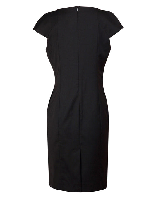 M9281 Ladies’ Wool Blend Stretch Cap Sleeve Dress