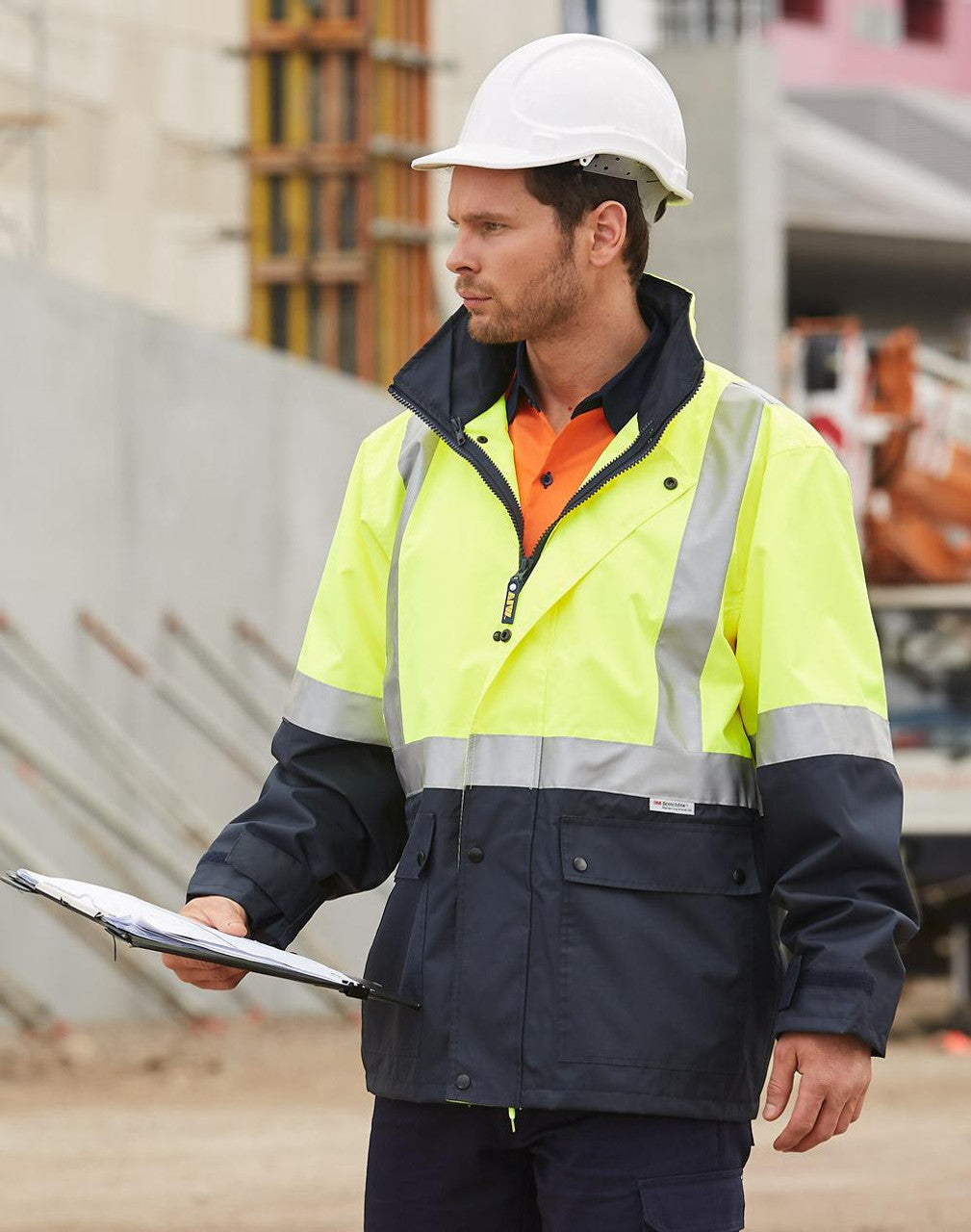 SW18A HI-VIS SAFETY JACKET WITH MESH LINING & 3M TAPES