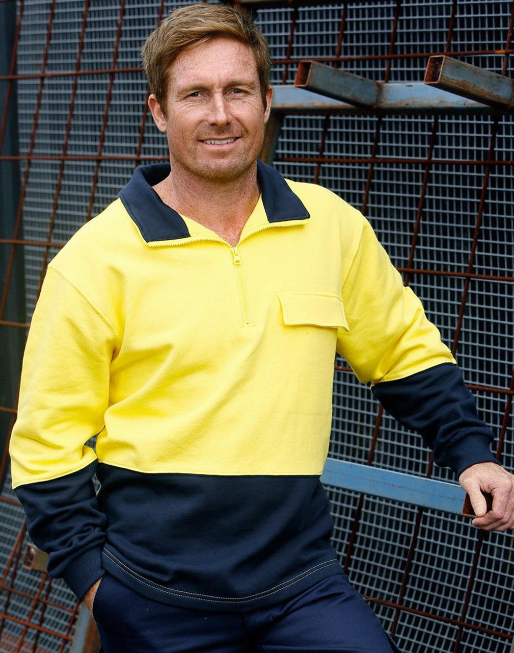 SW47 HI-VIS TWO TONE COTTON FLEECY SWEAT