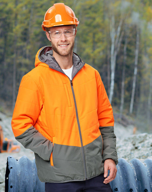 SW80 UNISEX HI VIS MODERN STYLING HOODED PUFFER JACKET