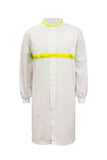 WJ3197 Food Industry Long Length Dustcoat With Mandarin Collar, Contrast Trims On Collar And Chest, Long Sleeve With Cuff